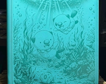 Carpeta con cremallera grabada con láser de Oshawott nadando, 4-9-12 ranuras, Pokémon
