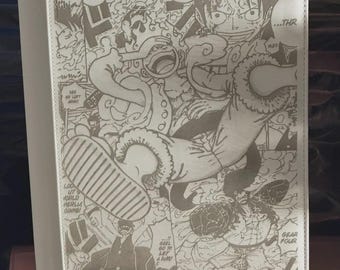 Monkey D Luffy Manga Art Laser Engrave Ringless Zipper Binder 4-9-12 Slot Pocket Binder One Piece