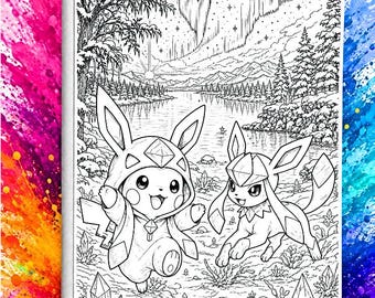 Poncho Pikachu with Glaceon Laser Engrave Ringless Zipper Binder 4-9-12 Slot Pocket Binder Pokemon