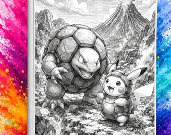 Poncho Pikachu with Golem 2 Laser Engrave Ringless Zipper Binder 4-9-12 Slot Pocket Binder Pokemon
