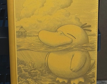 Carpeta sin anillas con cremallera y grabado láser de Psyduck, 4-9-12 ranuras, diseño de Pokémon.