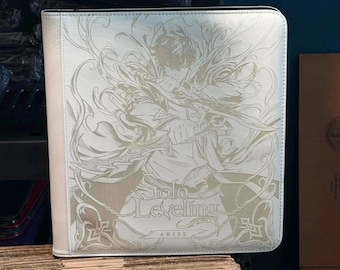 Carpeta Sun Jinwoo Solo Leveling con cremallera grabada con láser de 4, 9 o 12 ranuras