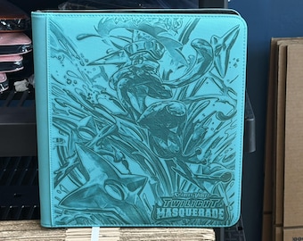 Greninja Scarlet & Violet Twilight Masquerade Laser Engrave Ringless Zipper Binder 4-9-12 Slot Card Binder Pokemon