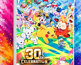 30th Anniversary Master Set Day Color Printed Ringless Zipper 4-9-12 Slot Pocket Binder Pokemon
