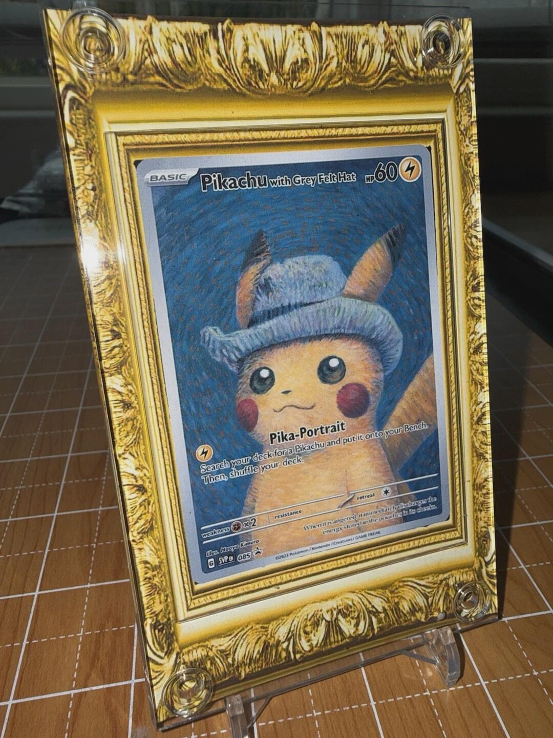 Pikachu TCG Grey Felt Hat Van Gogh Full Art Promo SVP Pokémon