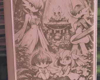 Gardevoir and Family Laser Engrave Ringless Zipper Binder 4-9-12 Slot Pocket Binder Pokemon