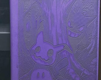 Gengar and Mimikyu Laser Engrave Ringless Zipper Binder 4-9-12 Slot Pocket Binder Pokemon