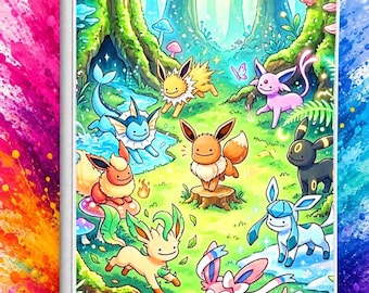 Ditto Eeveelutions Color Printed Ringless Zipper 4-9-12 Slot Pocket Binder Pokemon
