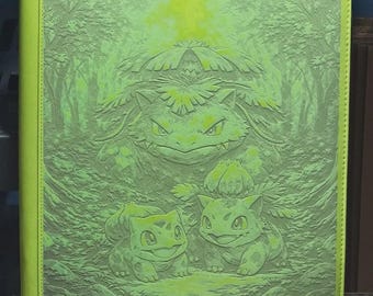 Bulbasaur Ivysaur Venusaur Laser Engrave Ringless Zipper Binder 4-9-12 Slot Card Binder Pokemon