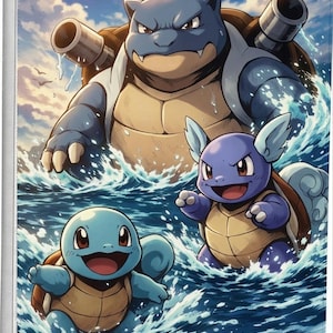 Blastoise Evolutions Color Printed Ringless Zipper 4-9-12 Slot Pocket Binder Pokemon