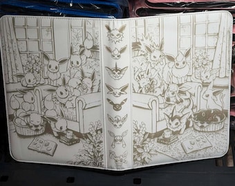 Double Sided All Eevee Evolutions Laser Engraved Zipper Binder 9 Slot Binder Pokemon