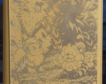 Hisuian Kanto Growlithe Arcanine Laser Engrave Ringless Zipper Binder 4-9-12 Slot Pocket Binder Pokemon