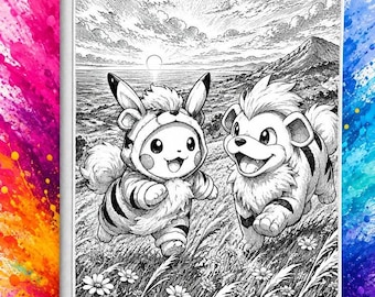 Poncho Pikachu with Glowlithe Laser Engrave Ringless Zipper Binder 4-9-12 Slot Pocket Binder Pokemon