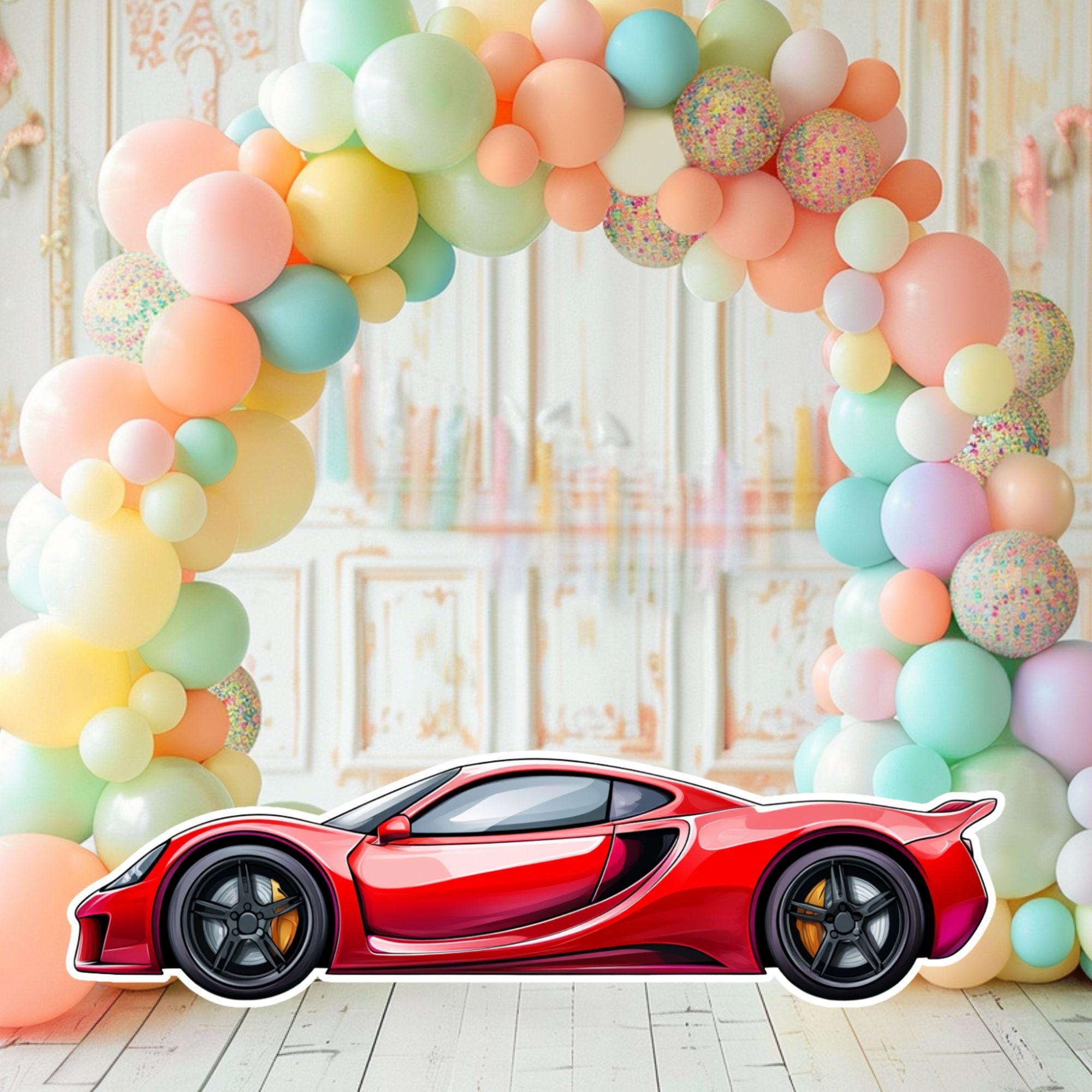 Car Racing Boy Standee Graphics Race Car Birthday Cutout, Racing Theme Party Decor, Red Car Standee ...