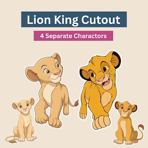 Ritaglio del Re Leone, decorazione per Baby Simba, decorazione per feste a tema Re Leone, festa di compleanno, supporto per baby shower, download digitale della giungla