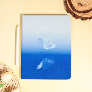 Blue Monochrome Butterfly iPad Case,Air 11/13",Pro 13/12.9/11",iMini 7/6/5/4,iPad 2-11th 9.7/10.2/10.9",Pro 2025,iPad Case 2026 Book&Flip
