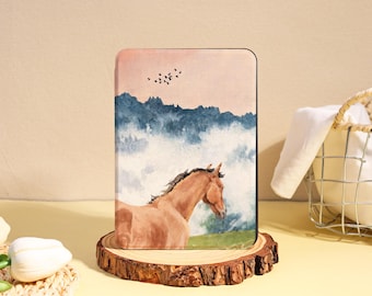 Mountain Horse Art Case for Paperwhite 12/11th Gen,Kindle 6" 2024 Cover,Colorsoft Case,Kindle/Kobo Case with Hand Strap,Gift for Him/Her
