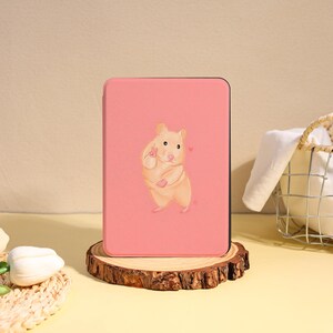 Pink Hamster Print Case for Paperwhite 12/11th Gen,Kindle 6" 2024 Cover,Colorsoft Case,Kindle/Kobo Case with Hand Strap,Gift for Him/Her