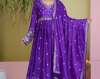 Traje salwar de seda bordado a mano, vestido de novia pakistaní
