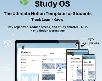 Study OS Notion Template – Student Planner Dashboard (Digital Download)