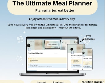 Notion Meal Planner | Organizator przepisów i lista zakupów (wersja cyfrowa do pobrania)