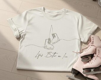 Camiseta de patinaje artístico sobre hielo: regalo para patinadores, entrenadores y profesores. Camiseta minimalista con dibujo a mano de patinaje sobre hielo.