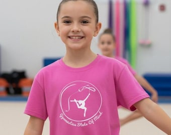 Camiseta de gimnasia con estado mental para niños y jóvenes - Camiseta de gimnasia rítmica con cinta, danza acrobática y volteretas