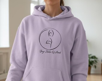 Sudadera con capucha "Estado de ánimo de yoga" - Ilustración dibujada a mano de yoga, gimnasia, danza, asana y zen