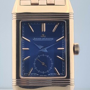 Vintage Jaeger Style Rectangular Gold Tone Watch – Blue Dial.