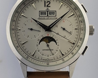 Vintage jaeger White Dial Watch Automatic Leather Strap.