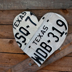 Texas 1978 1984 Vintage License Plate Heart