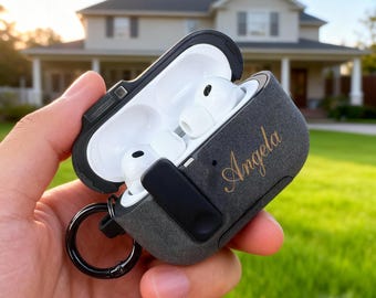Personalisierte AirPods Hülle mit benutzerdefiniertem Namen, stoßfeste AirPods 3/2/1 Hülle mit Schlüsselbund, Geschenk für ihn, Jahrestag/Muttertagsgeschenk