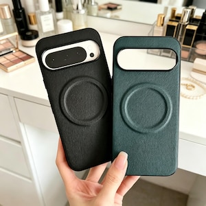 Luxe leren tas voor Google Pixel 9 Pro XL, magnetische ringhouder, cameralensbescherming, hoes voor Pixel 9/9A/8 Pro/7A