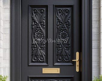 木彫りの扉／枠付き