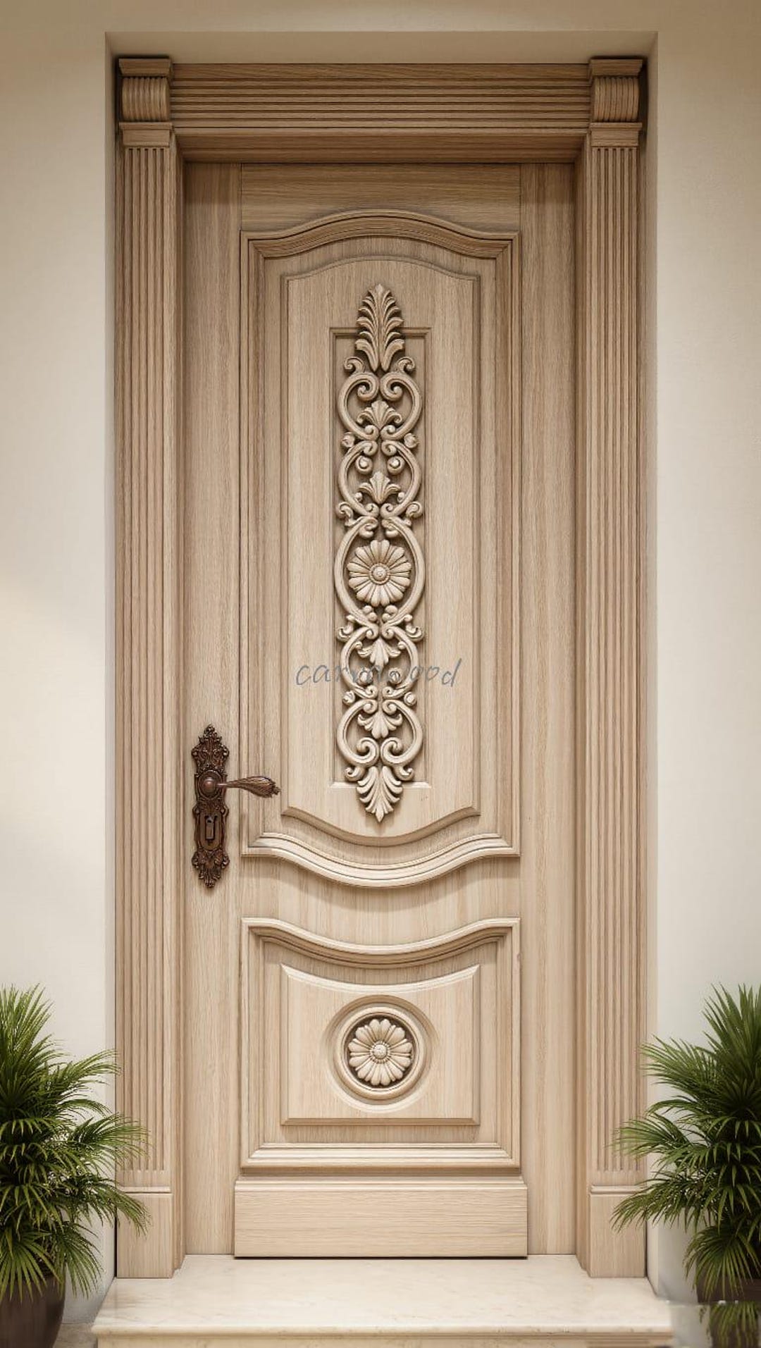 Elegant Carved Wooden Front Door – Contemporary Royal Design - Etsy