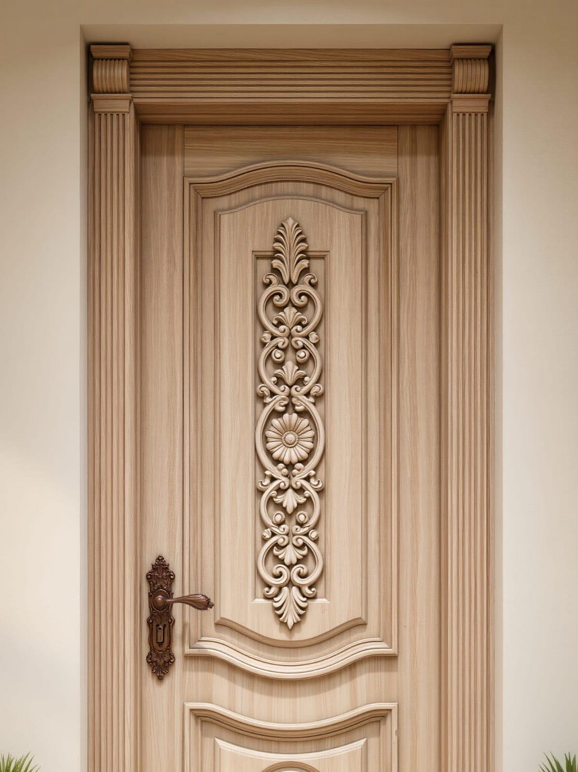 Elegant Carved Wooden Front Door – Contemporary Royal Design - Etsy