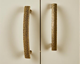 Hammered Brass Cabinet Handles Honeycomb Textured Drawer Knobs Luxury Vintage Furniture Handle