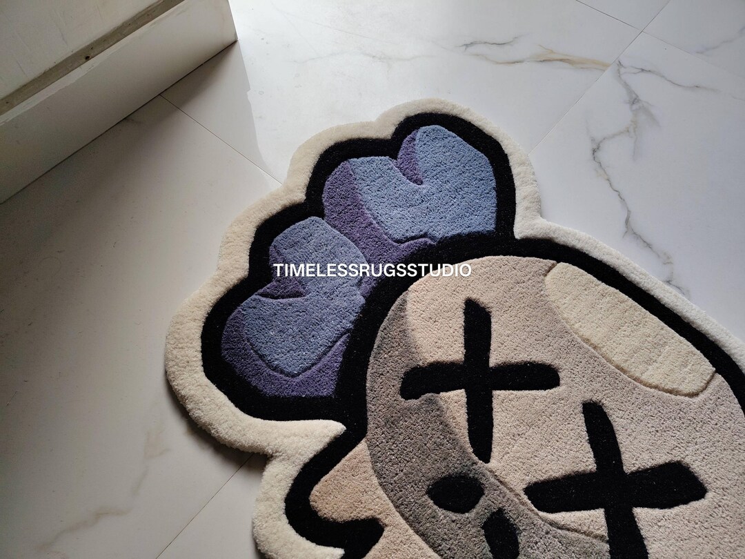 Kaws Rug Pink Handmade Kaws-inspired Wool Rug – Tufted Street Art Decor - Etsy