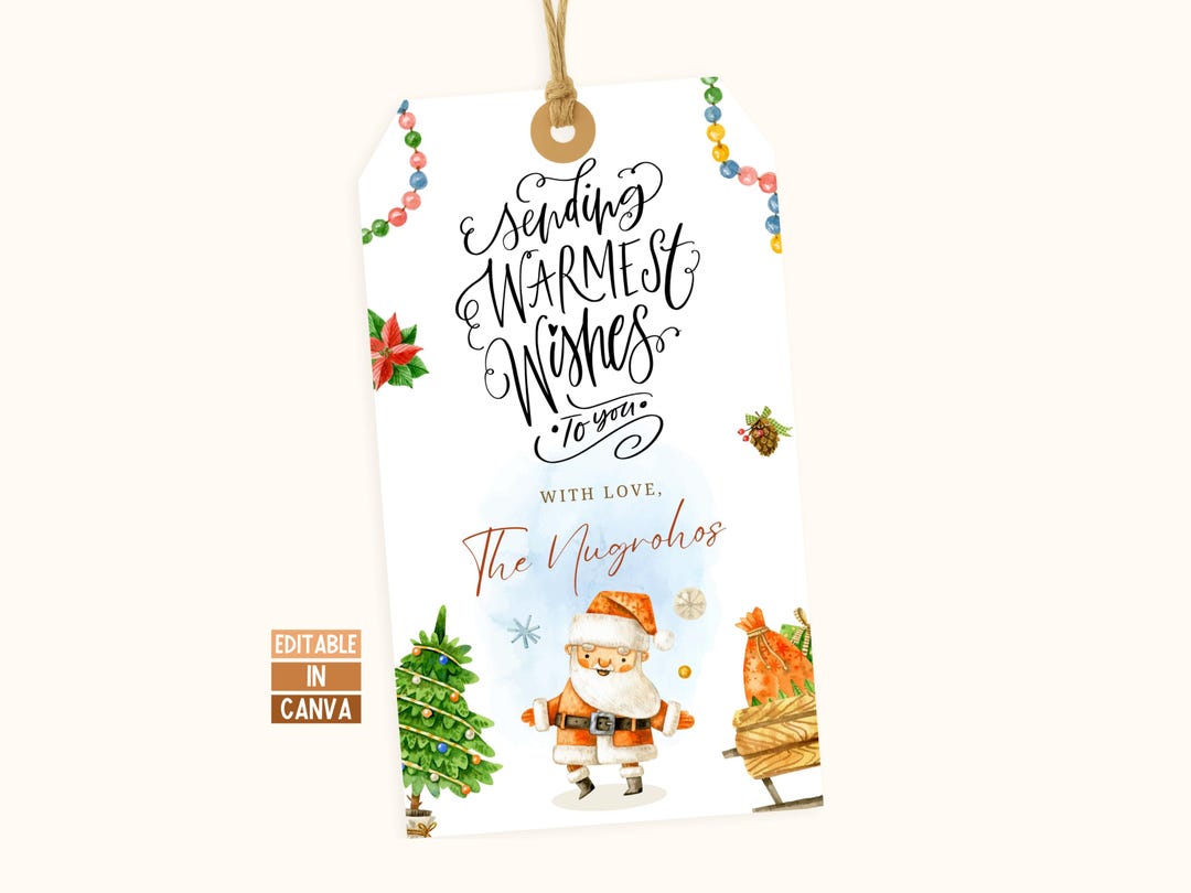 Santa Claus Christmas Gift Tag Printable | Editable in Canva ...