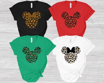 Tête de souris imprimée léopard DTF, Sweat-shirt de Noël avec nœud papillon guépard, T-shirt mignon à motif animalier
