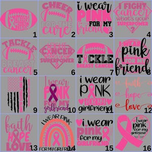 Breast Cancer Awareness Transfer: Faith Hope Love Pink Ribbon Design