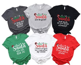T-shirt et sweat-shirt personnalisés « Cher Père Noël » (288 citations), T-shirt de Noël humoristique pour toute la famille, T-shirt de Noël pour adultes, Vêtements de fêtes, Cadeau personnalisé