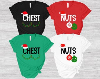 T-shirt humoristique « Châtaignes », Sweat-shirt de Noël avec jeu de mots, T-shirt mignon pour les fêtes