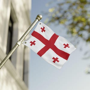 Georgian Flag | Double Sided Polyester Fabric, Patriotic Decor