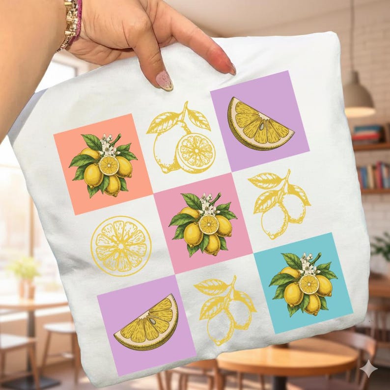 Summer Lemon Retro Checkered PNG, Vintage Lemon Aesthetic Design, Lemon ...