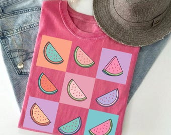 Summer Watermelon Retro Checkered PNG, Vintage Watermelon Aesthetic Design, Watermelon Grid Pop Art, Gardening Gift Idea, Mothers Day PNG