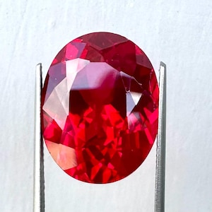 25.55 ct Pigeon Blood Ruby Oval Cut Loose Gemstone for Statement Ring or Large Pendant | Vivid Red 19.7x15.2mm | AAA Quality Center Stone