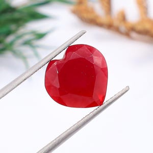 Ruby Heart Shaped Faceted Genstone 6 CT 10x11mm Loose Gemstone  - Pigeon Blood Crimson Pendant Stone