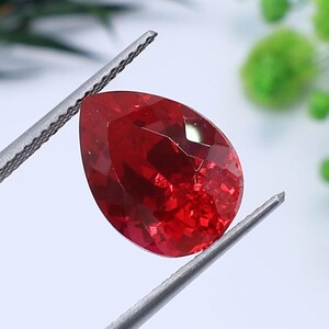 Burma Ruby 8 ct Pear Cut 14x10mm Vivid Red Loose Gemstone - Large Statement Ring Stone - Engagement Ring Gemstone