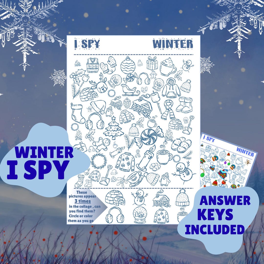 Winter I Spy Printable Game for Kids,winter Activity for Kids,kids ...